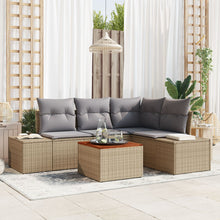 5-Delige Tuin Sofa Set Met Kussens Beige Poly Rattan Acacia