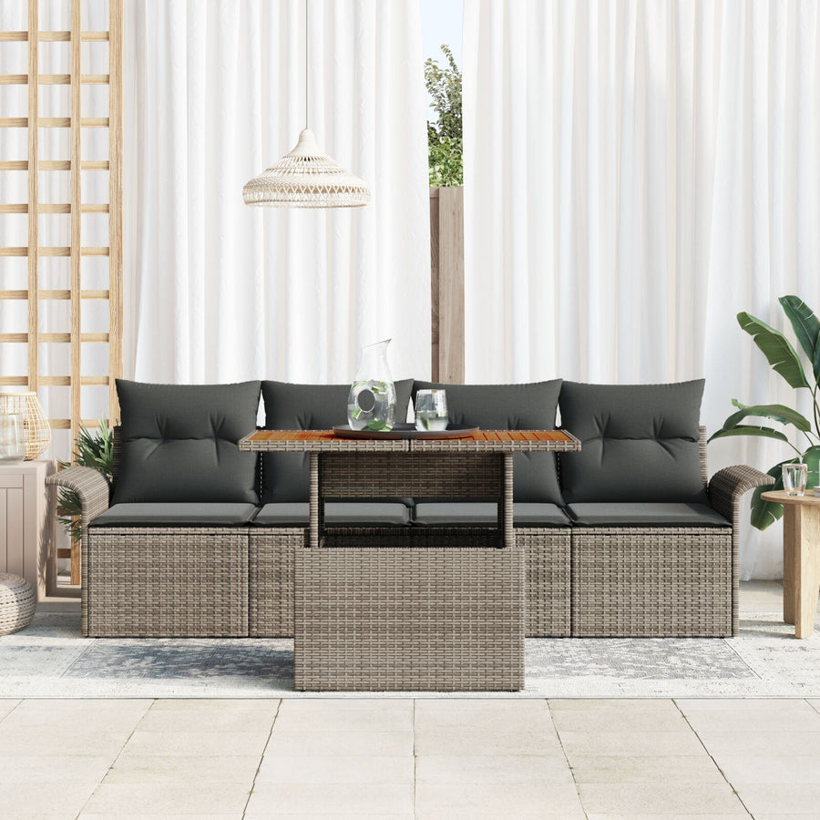 Tuinbank Set 5-Delige Set Grijs Poly Rattan En Staal
