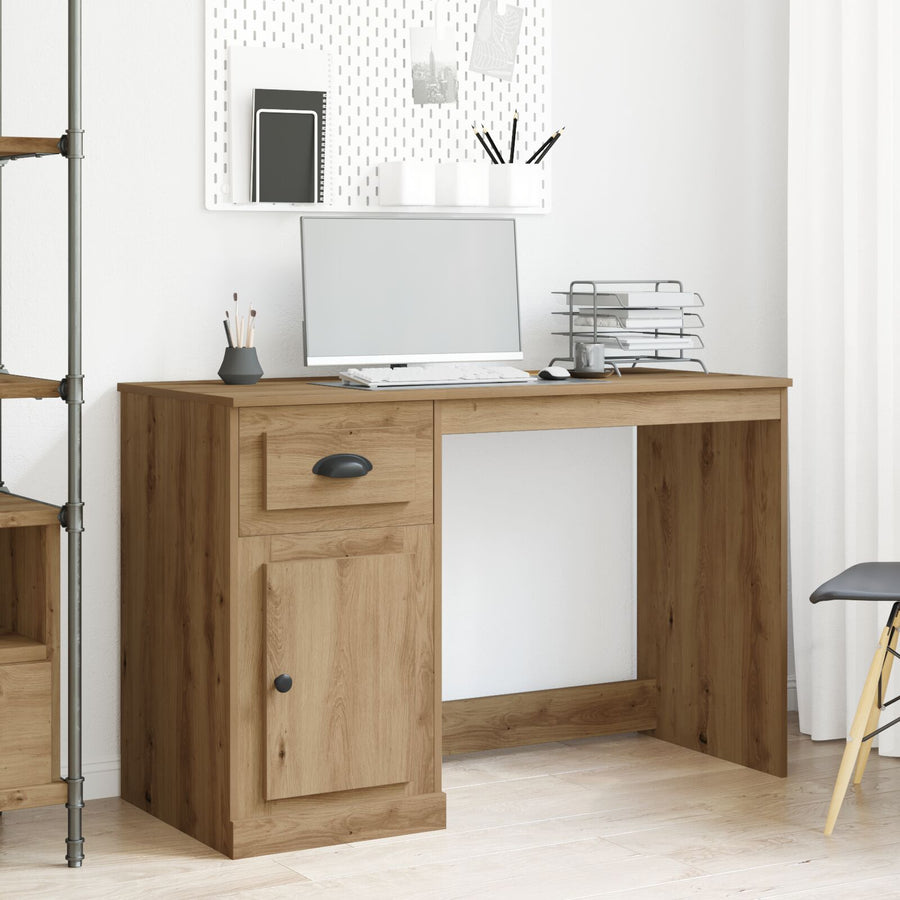 Bureau Met Opbergruimte 50X115X75 Cm Engineered Hout Artisan eiken