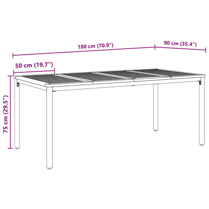 Tuin Tafel Van Massief Acaciahout En Metaal 180 x 90 x 75 cm Natuurlijk en zwart
