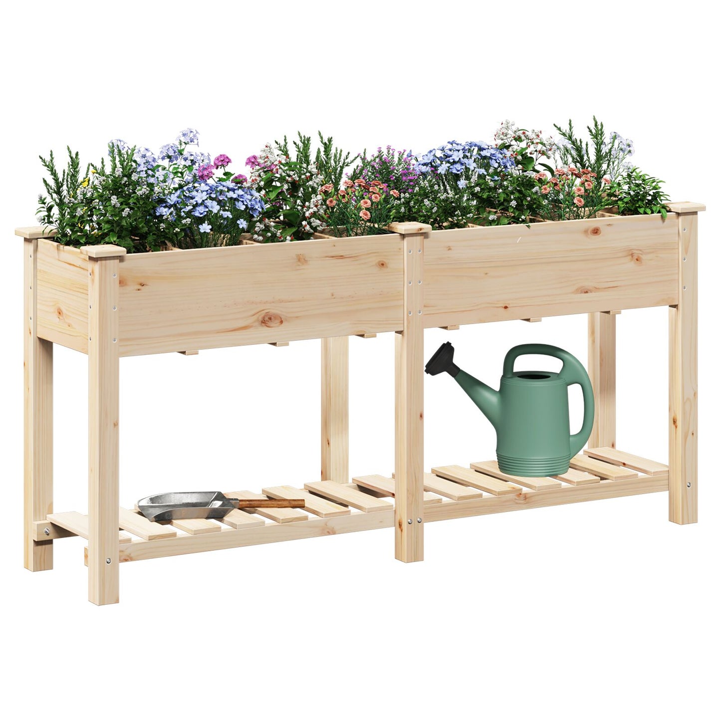 Tuinbak Met Rasters 161X43X76 Cm Massief Vurenhout 161.5 x 45 x 76.5 cm