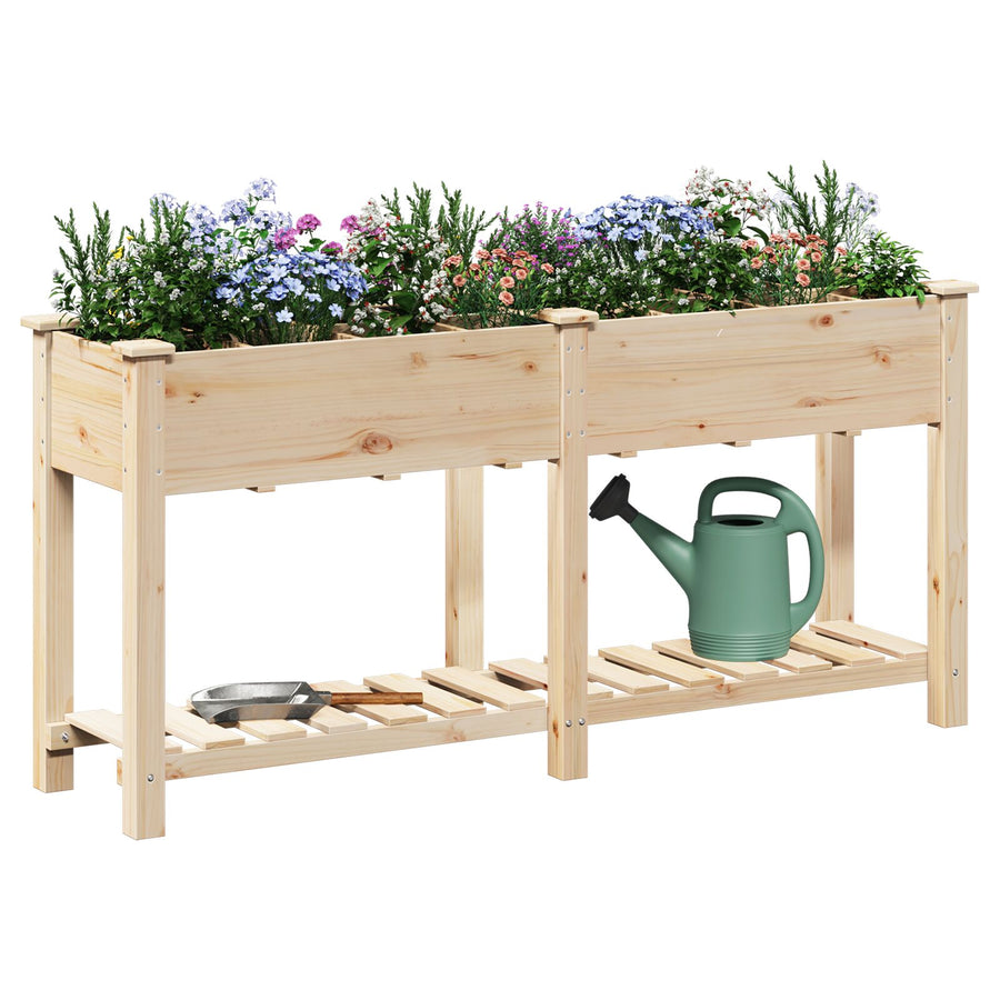Tuinbak Met Rasters 161X43X76 Cm Massief Vurenhout 161.5 x 45 x 76.5 cm