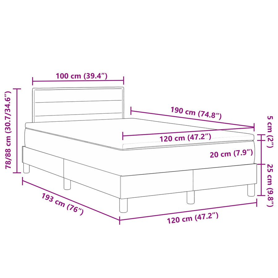 Boxspring Bed Met Matras Zwart 120X190 Cm Stof Blauw