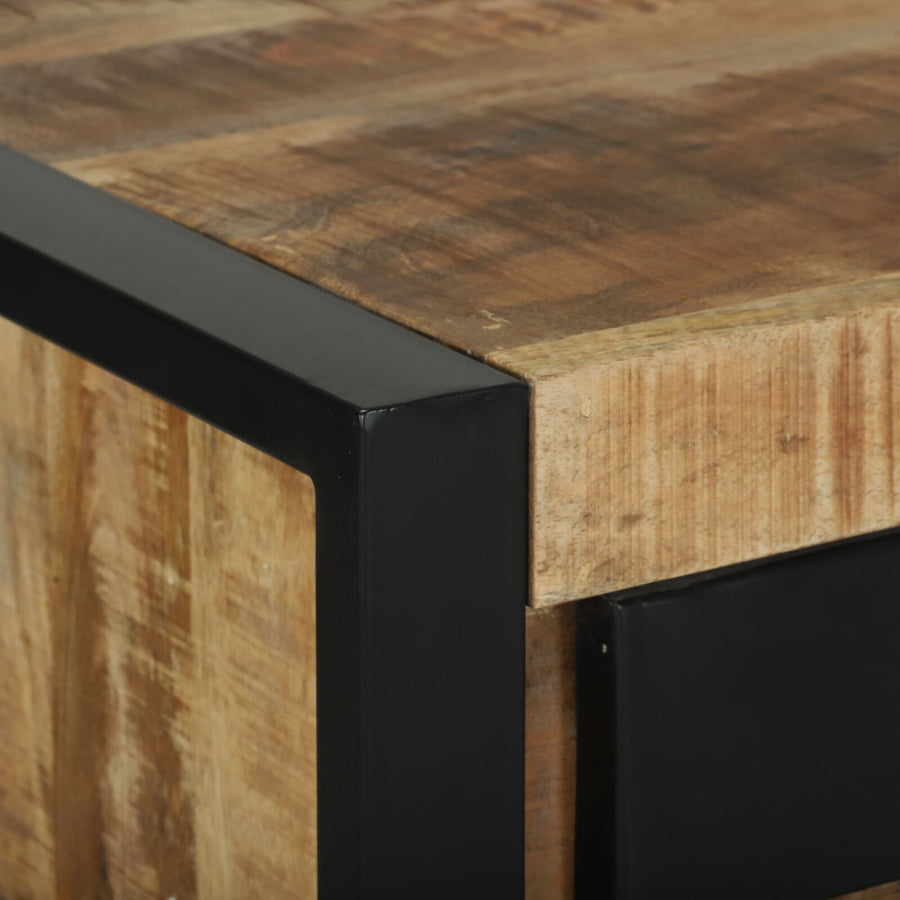 Bijzettafels Natuurlijke Hout En Zwart , Metaal