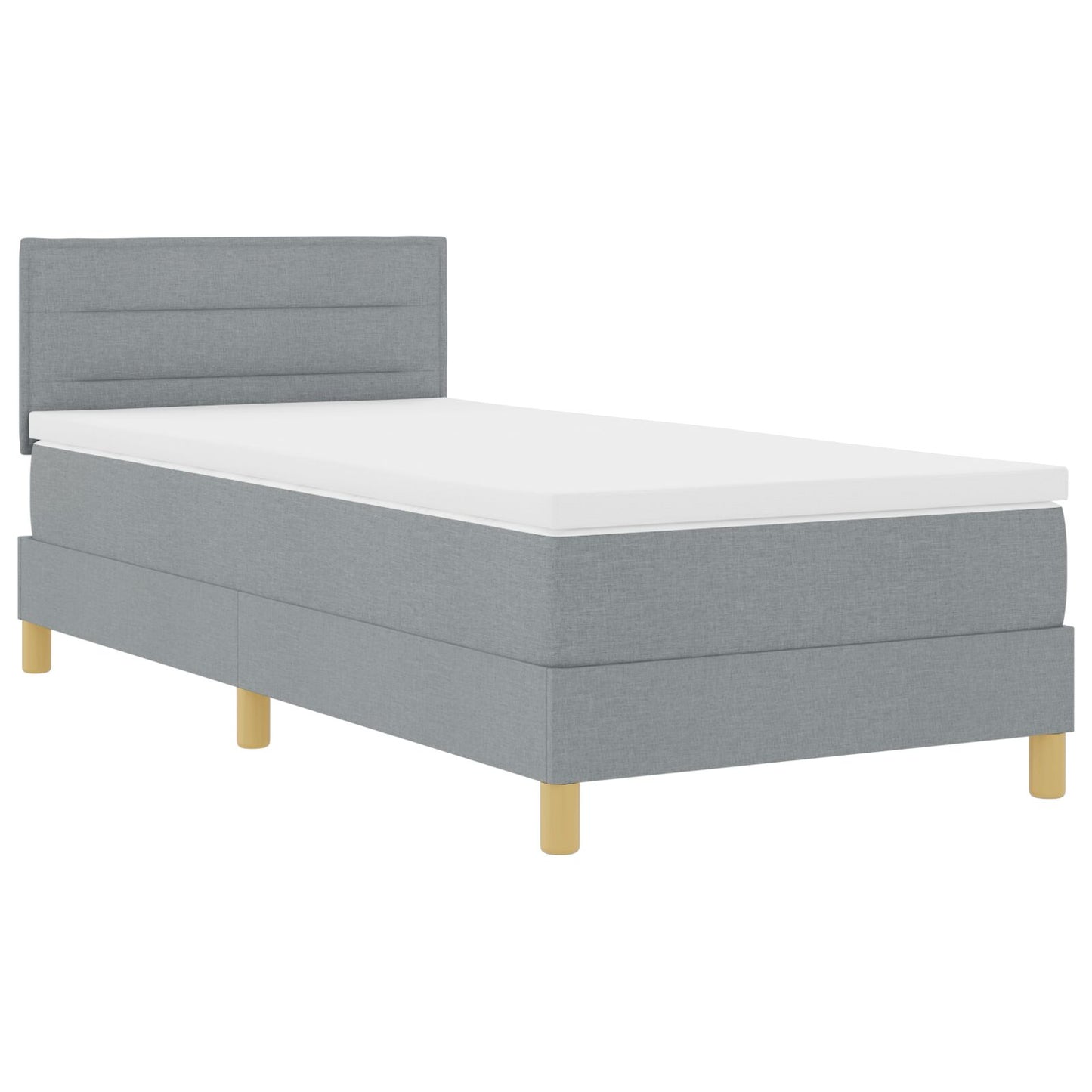Boxspring Bed Met Matras Stof Lichtgrijs 90 x 200 cm Lijnen ontwerp
