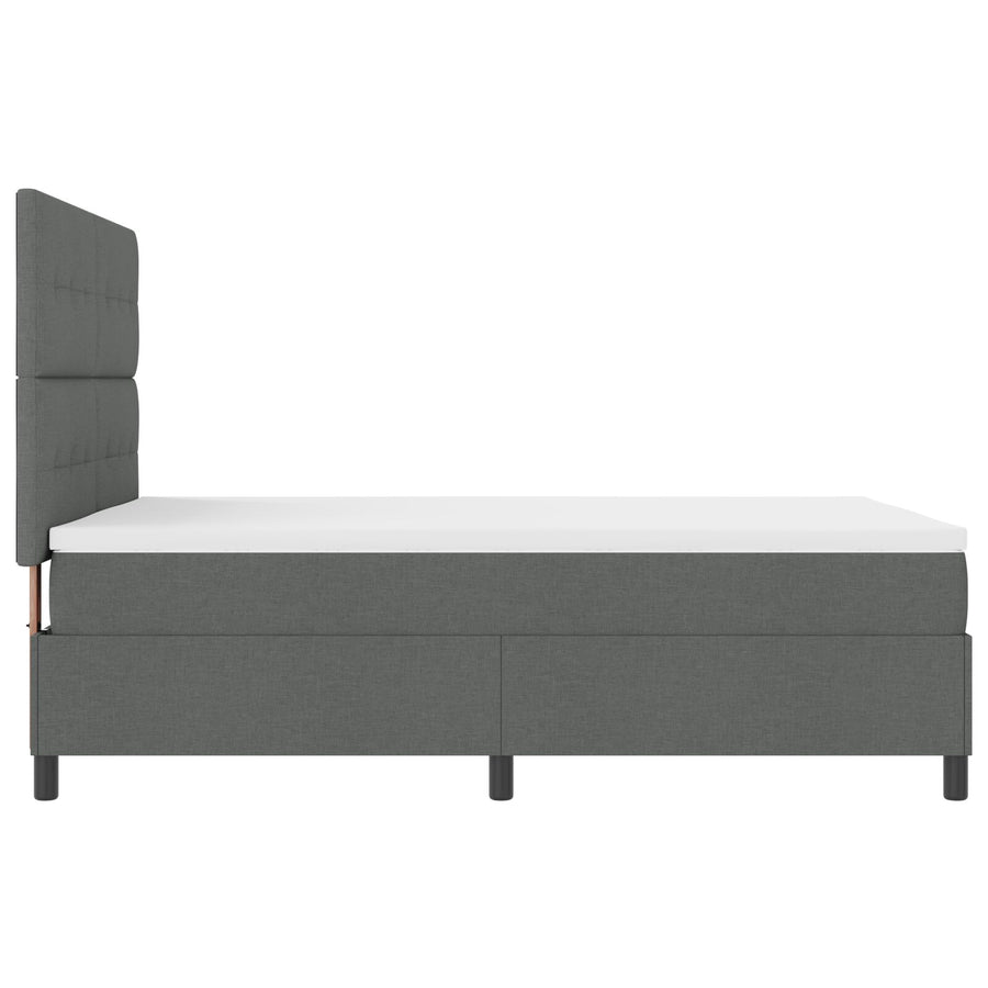 Boxspring Bed Met Matras Stof Donkergrijs 160 x 200 cm Knop tufted