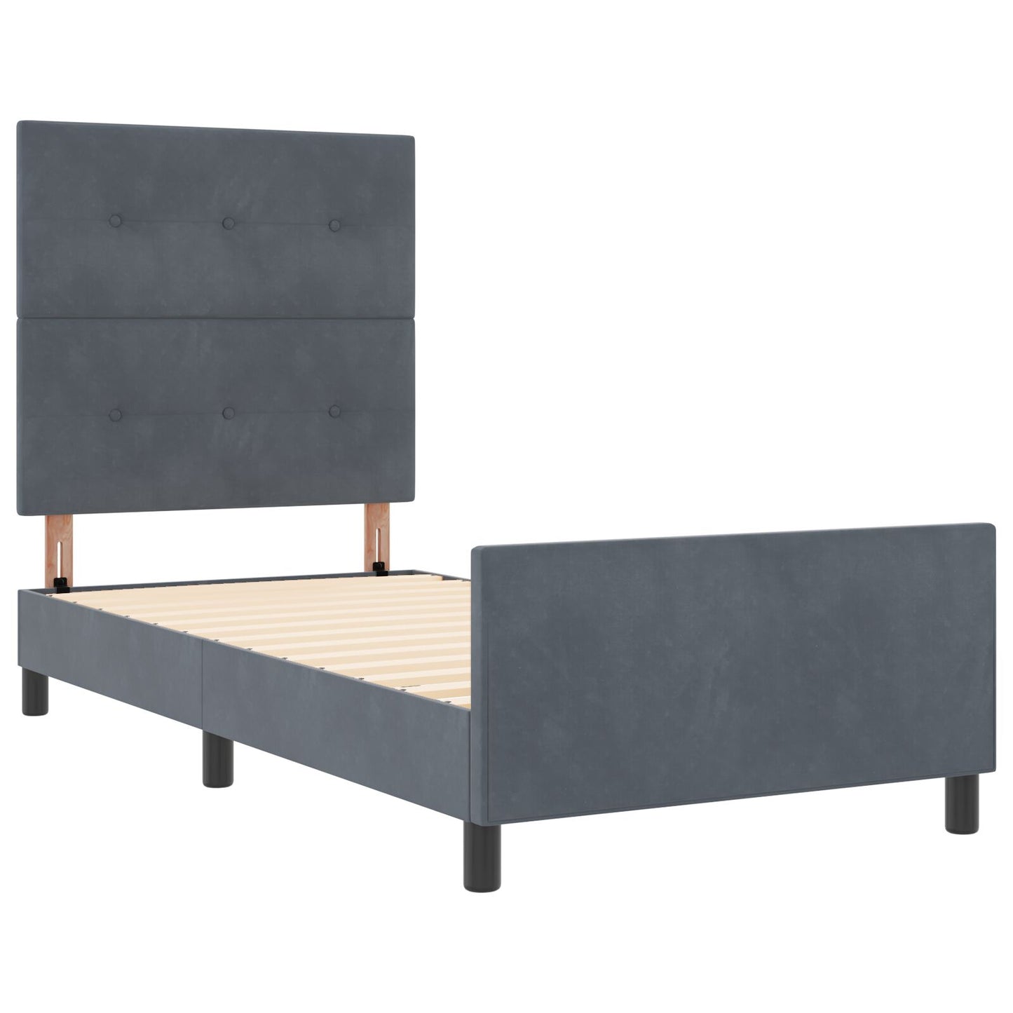 Bedframe Donkergrijs 80X200 Cm Velvet Crème