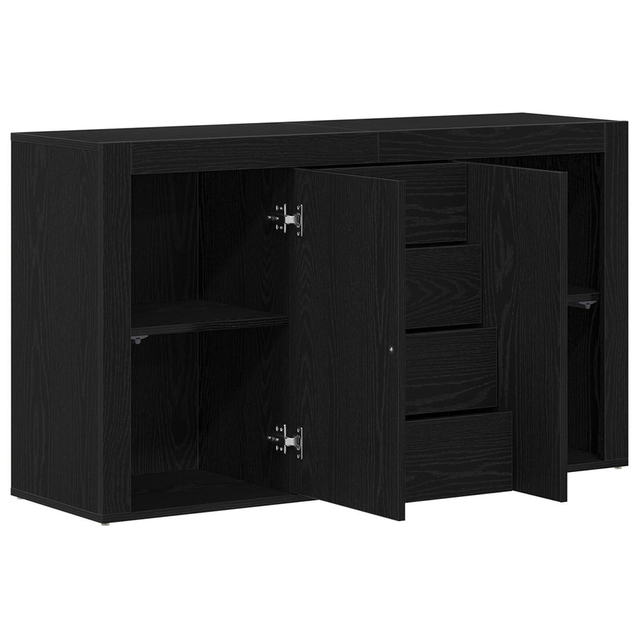 Dressoir Zwart Eiken Bewerkt Hout 120 X 36 X 69 Cm Opslag