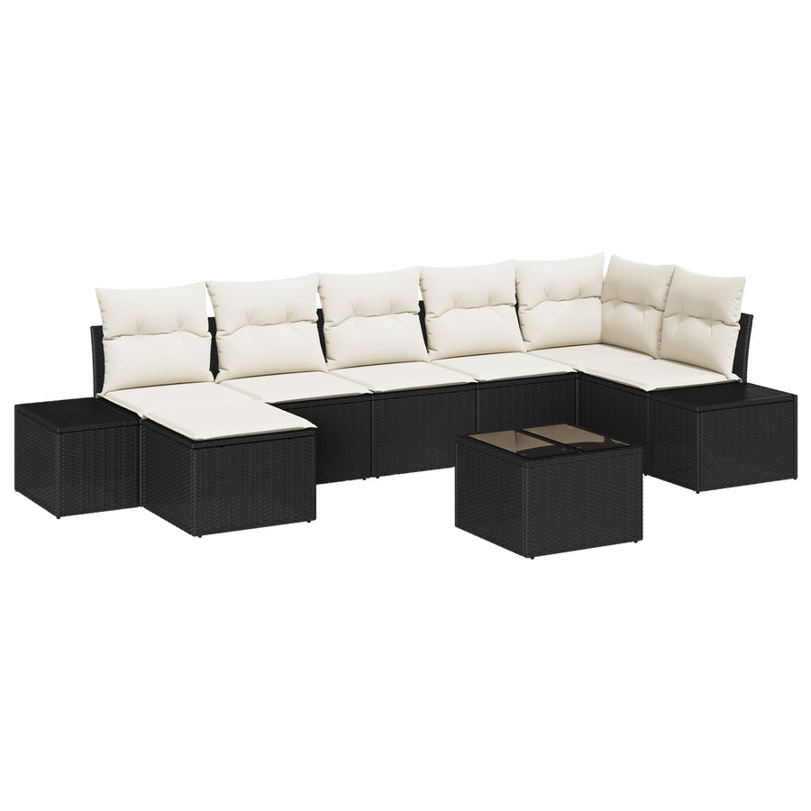 7-Persoons Tuinbank Set Met Kussens Bruin Poly Rattan