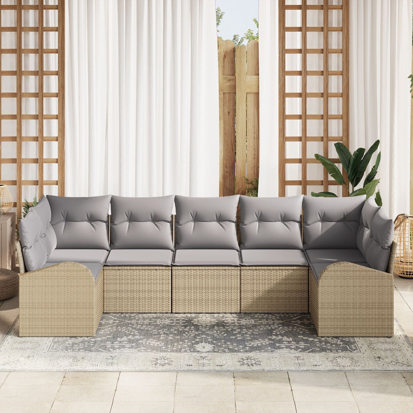 Tuinsalonset Set Van 7 Grijs Rattan Tuinsalonset Modern