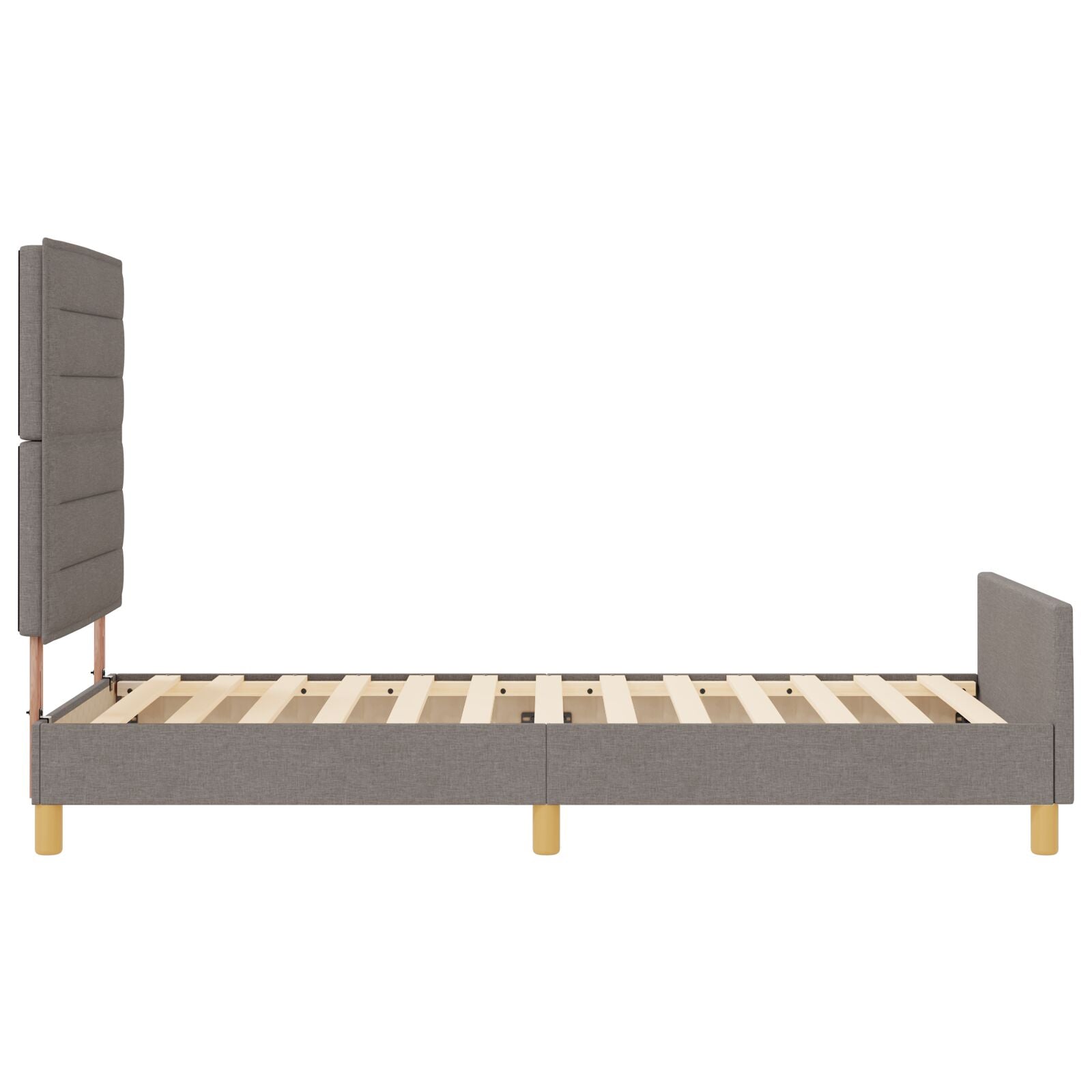 Bedframe In Taupe, 80X200 Cm, Stoffen Crème