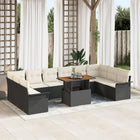 Garden Lounge Set with Cushions 11 pcs Black and Cream poly rattan