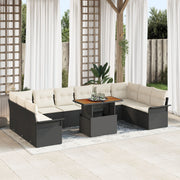 Tuinset poly rattan 11-delig zwart crème