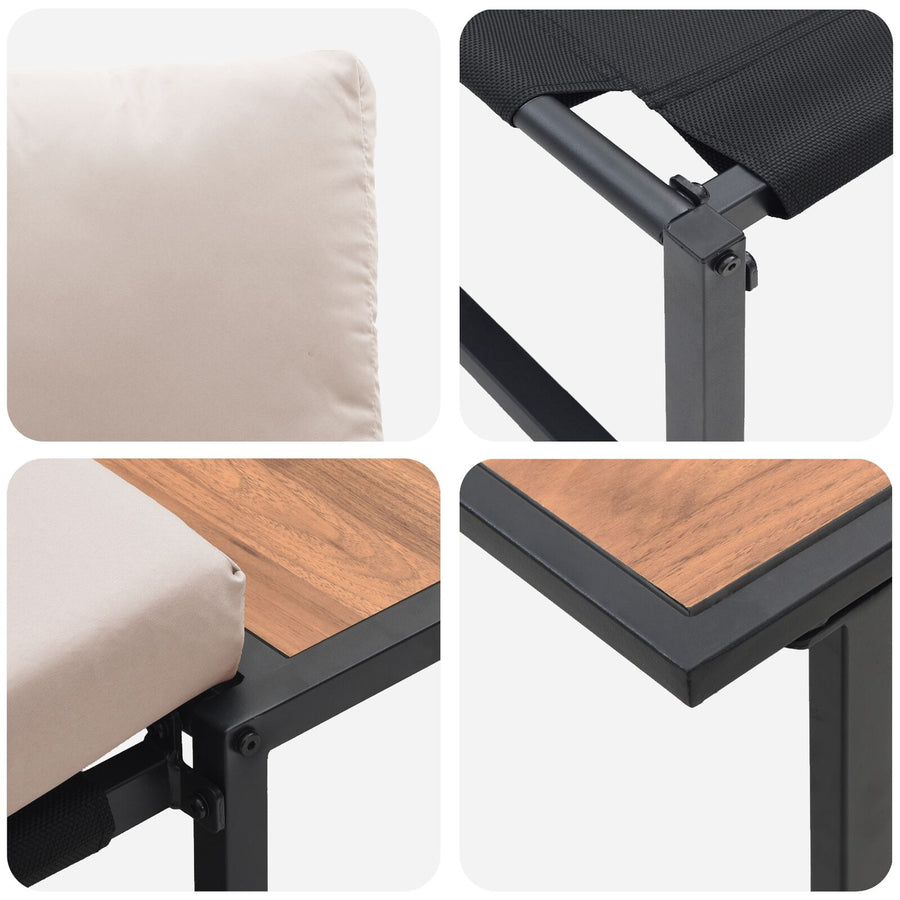 2-Delige Tuin Sofaset Losse Stoel Met Kussens Taupe