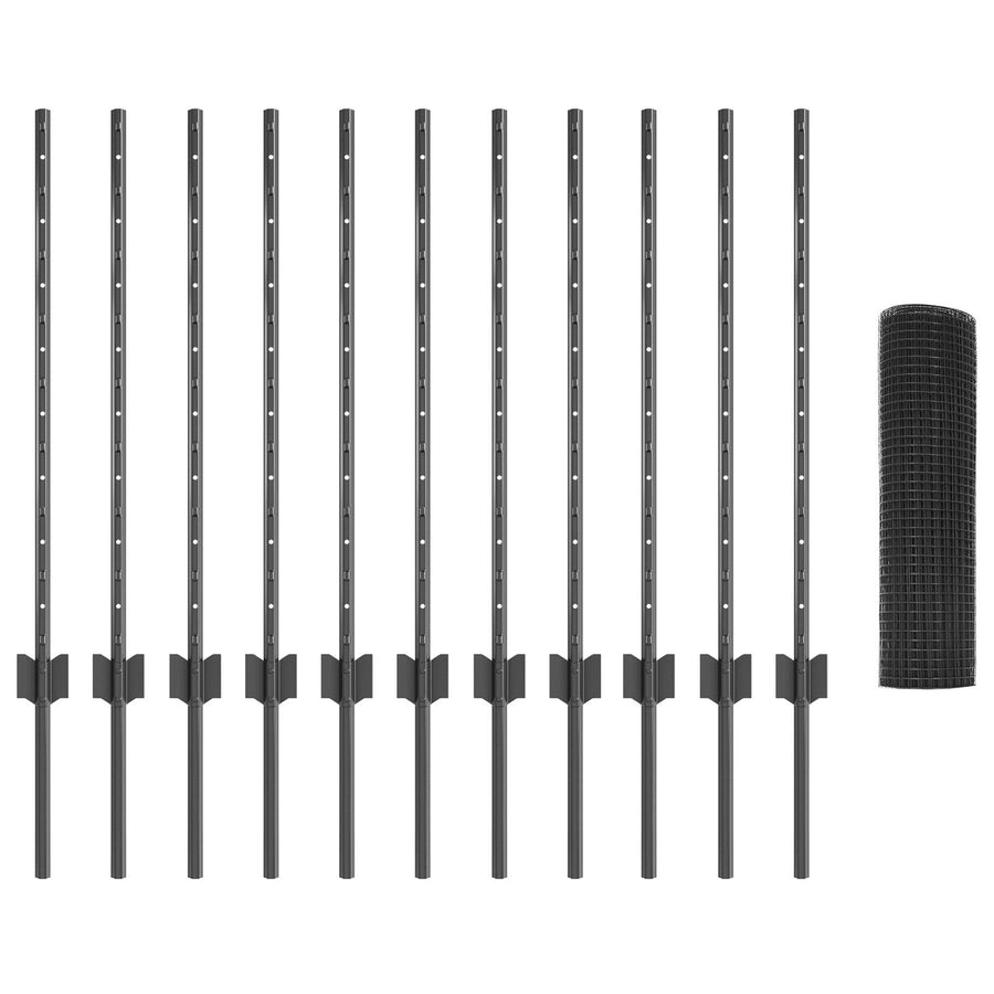 Gelaste Draad Fence Met 11 U-Palen Grijs 0.8X25 M Staal