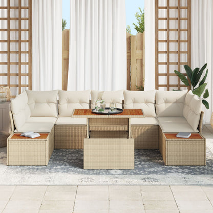 Tuin Sofa Set Set Van 8 Beige En Crème Rattan, Polyester Kussens
