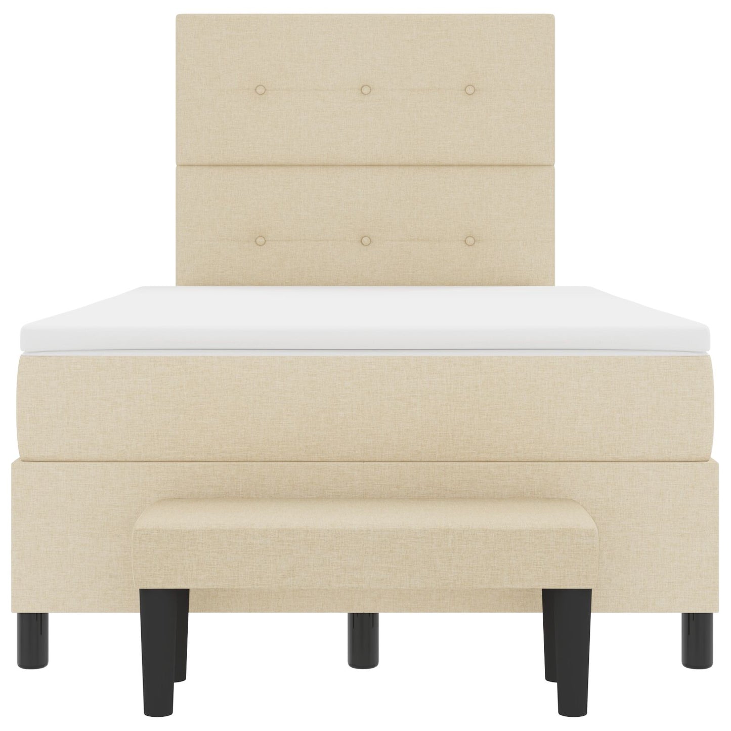 Boxspring Bed Met Matras & Bank Stof Crème 120 x 200 cm Knoop tufted