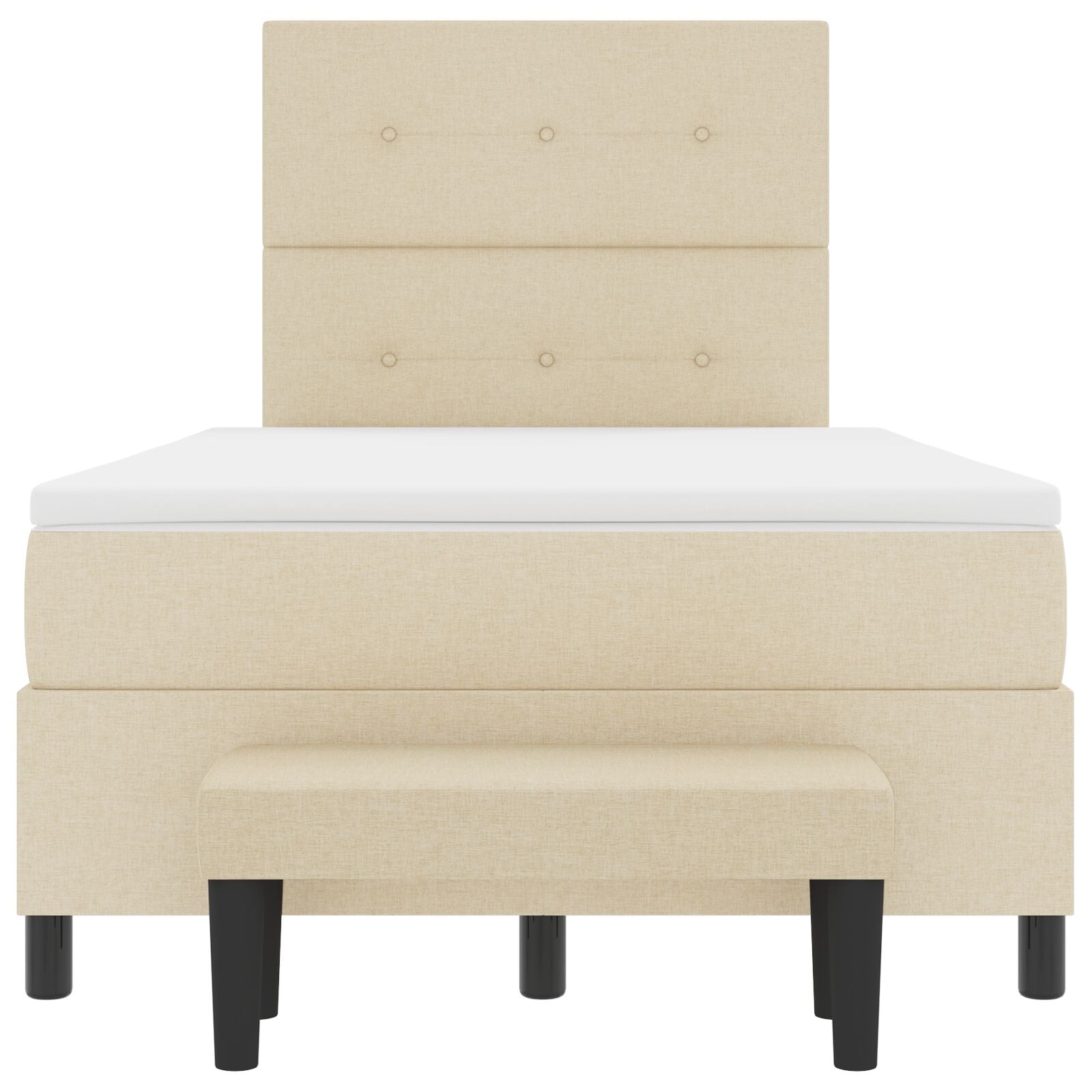 Boxspring Bed Met Matras & Bank Stof Crème 120 x 200 cm Knoop tufted