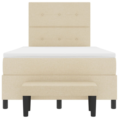 Boxspring Bed Met Matras & Bank Stof Crème 120 x 200 cm Knoop tufted