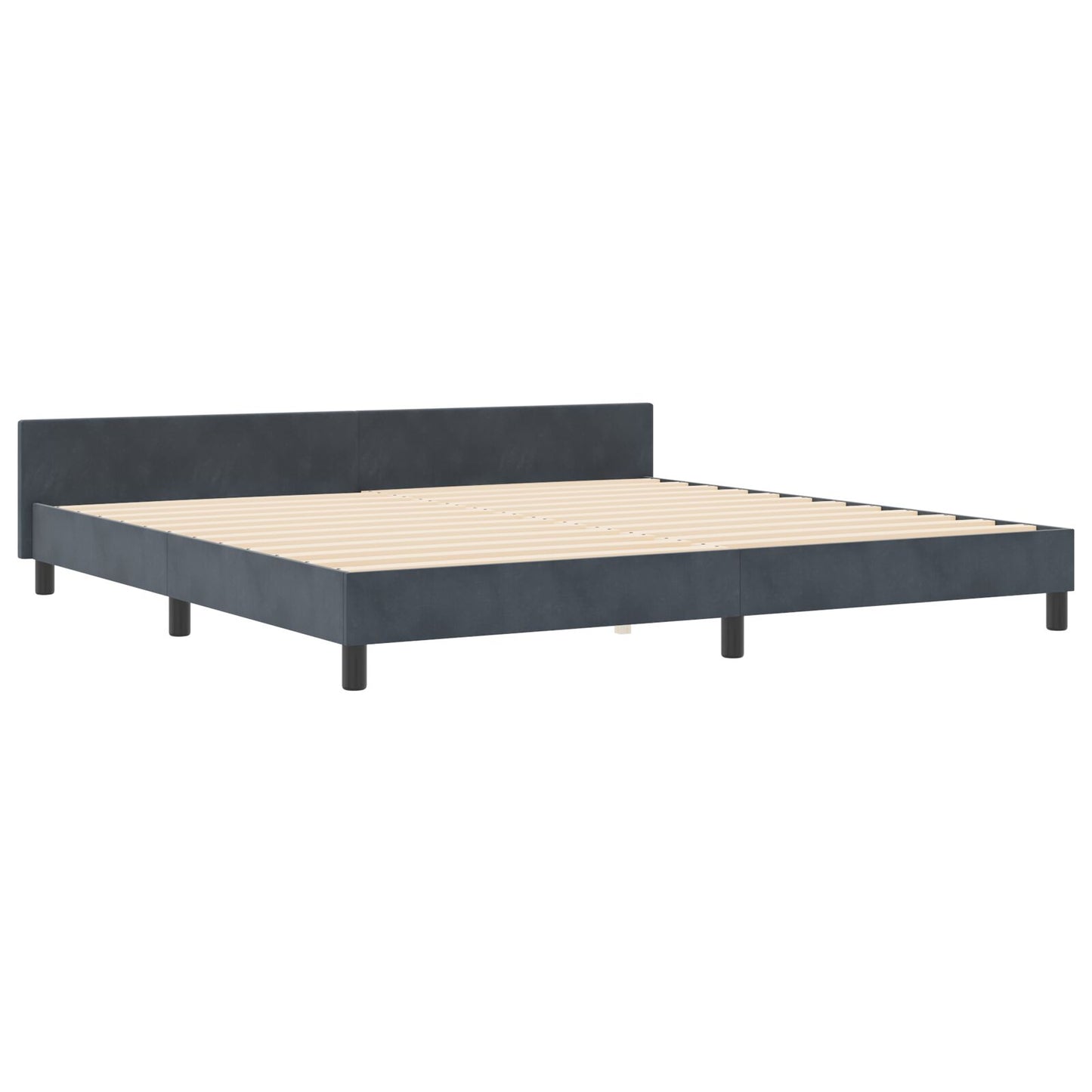 Bed Frame Donkergrijs 200X200 Cm Velvet Crème