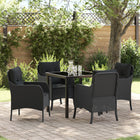 Tuinstoelenset 5-delig poly rattan zwart