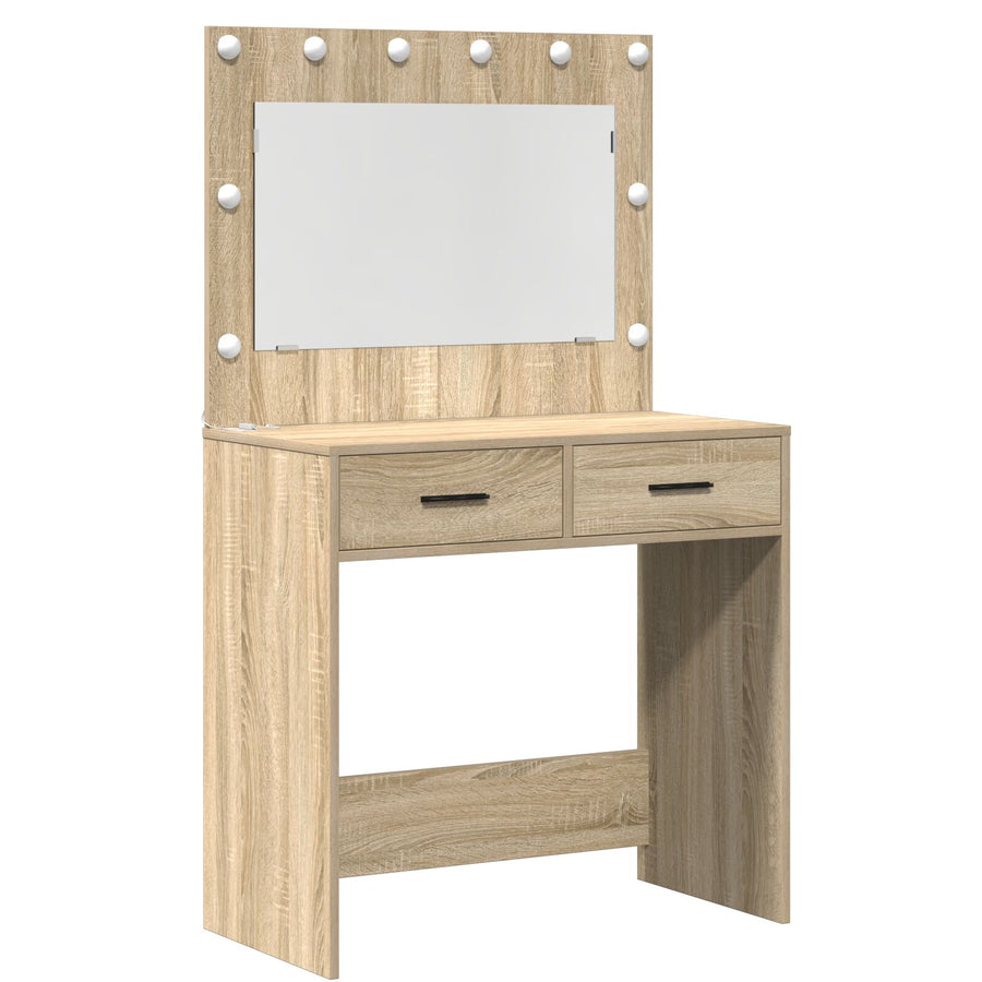 2 Delige Kaptafel Set Met Led Sonoma Eiken Gefabriceerd Hout
