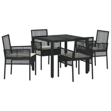 5-Delige Tuin Eet Set Met Kussens Zwart Poly Rattan