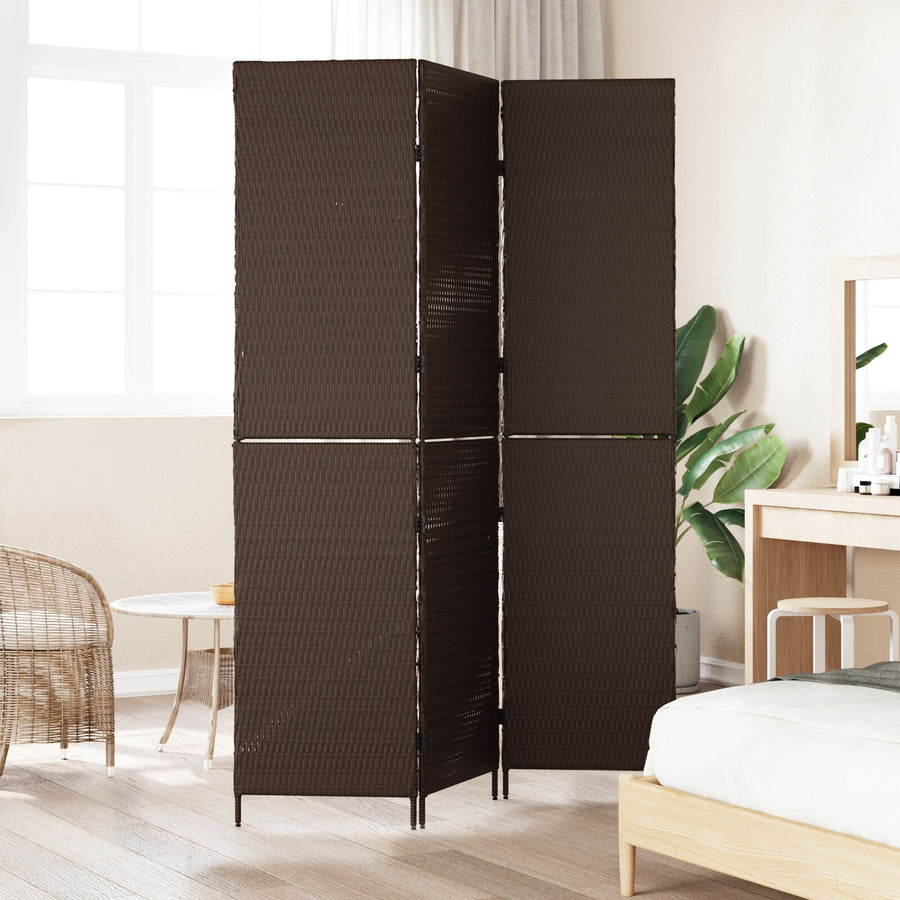 Kamerscherm Vouwbaar 146X Poly Rattan 180 cm Bruin 3 panelen