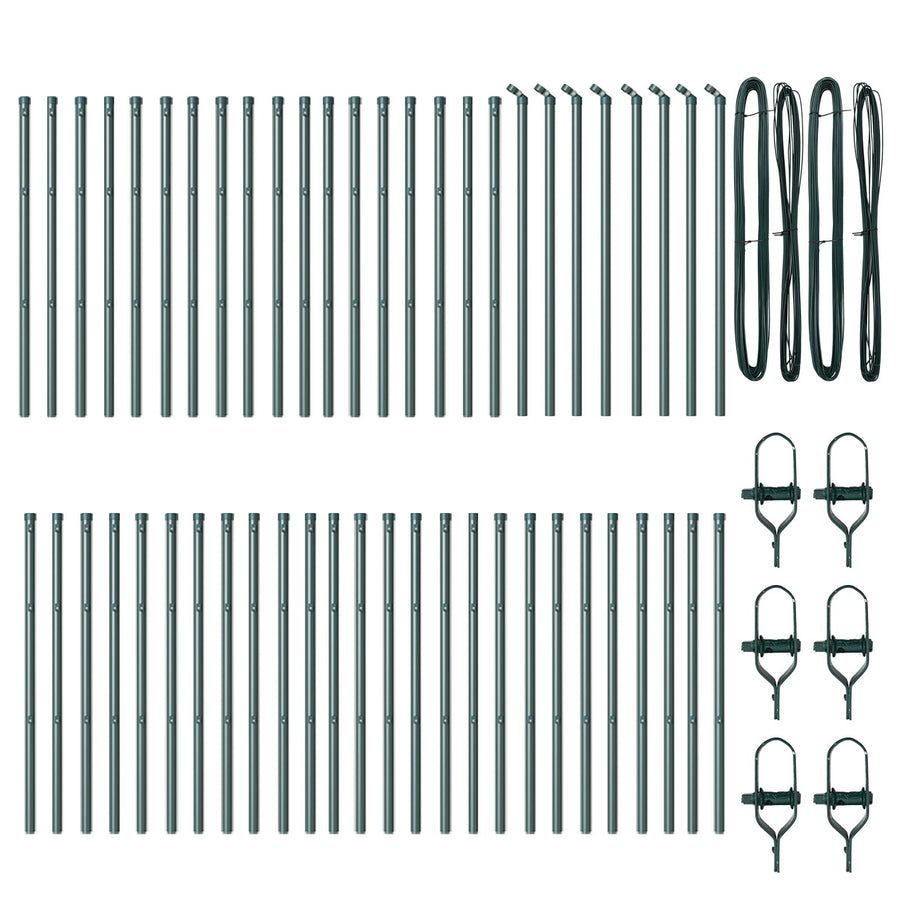 Hekpalen 52 Stuks Ø32 Mm Gegalvaniseerd Staal Groen 100 cm 52x paal