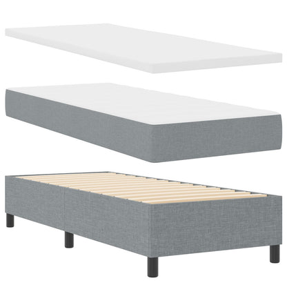 Boxspringbed Met Matras Stof Lichtgrijs 100 x 200 cm Lijnen ontwerp