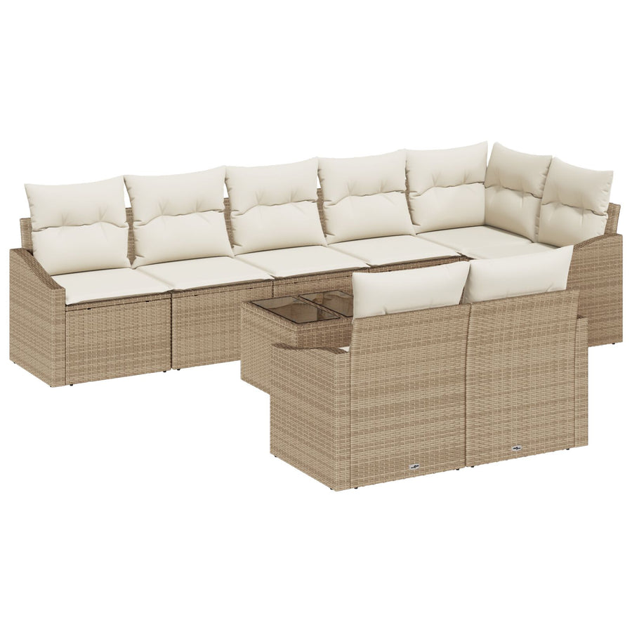 9-Delige Tuin Eetset Met Kussens Bruin Poly Rattan