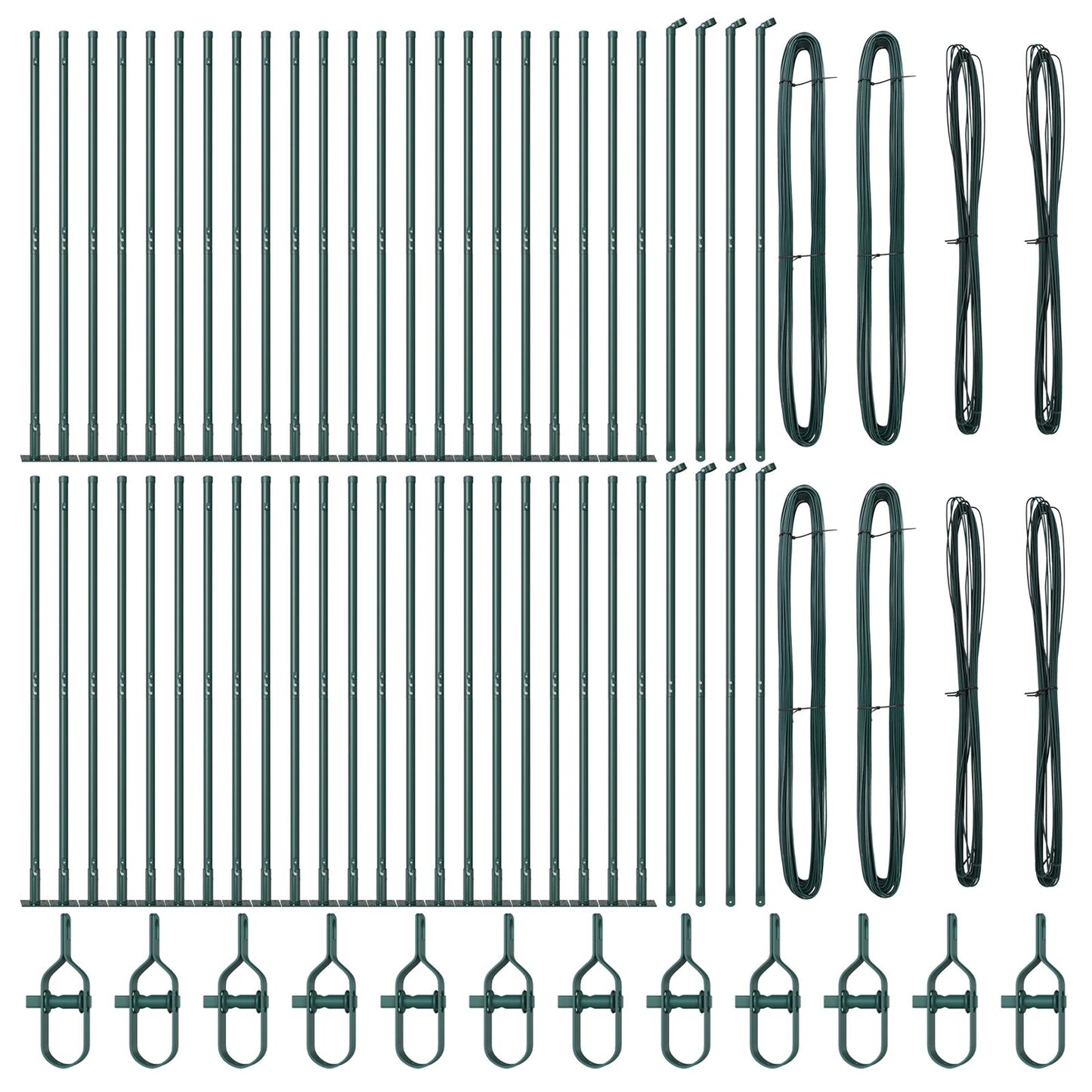 Fence Palen Set Van 104 Beton 3.2 X 3.2 X 68.5 Cm Groen 130 cm 52x betonnen palen