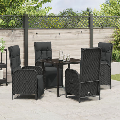 5 Delige Tuin Eetset Met Kussens Zwart Poly Rattan
