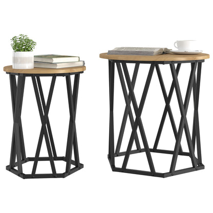 Bijzettafels 2 Stuks Hout Artisan eiken