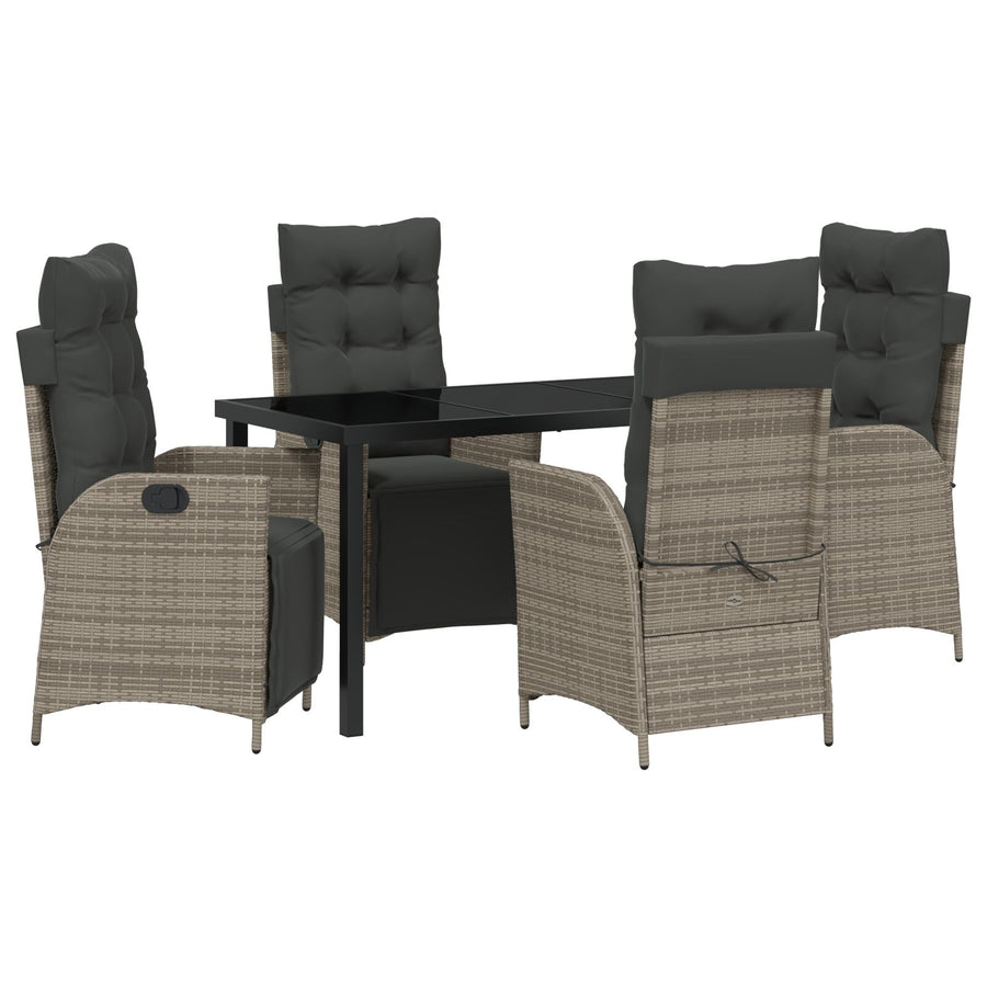 5-Delige Tuin Eetset Grijs Poly Rattan