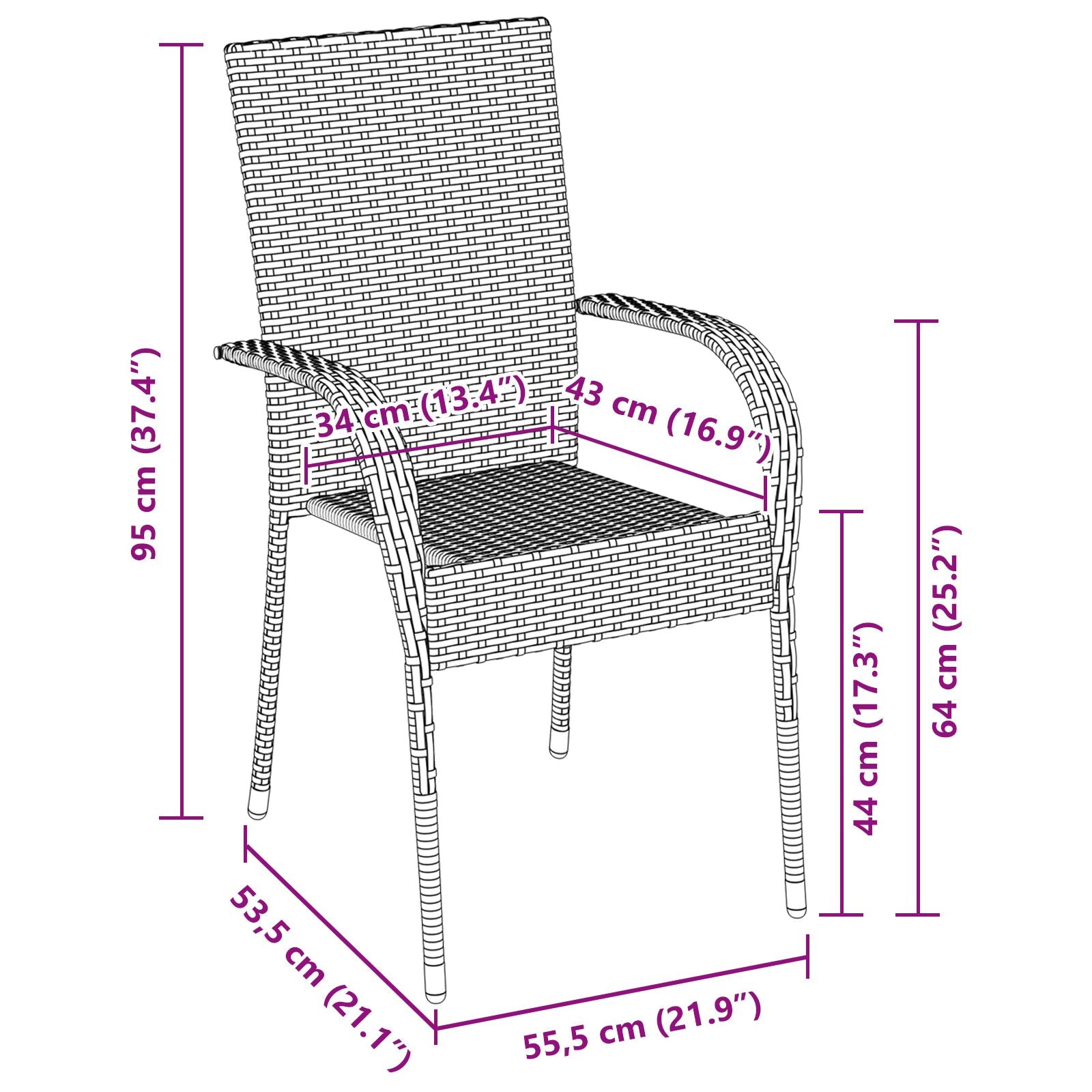 7-Delig Tuin Eetset Bruin Poly Rattan