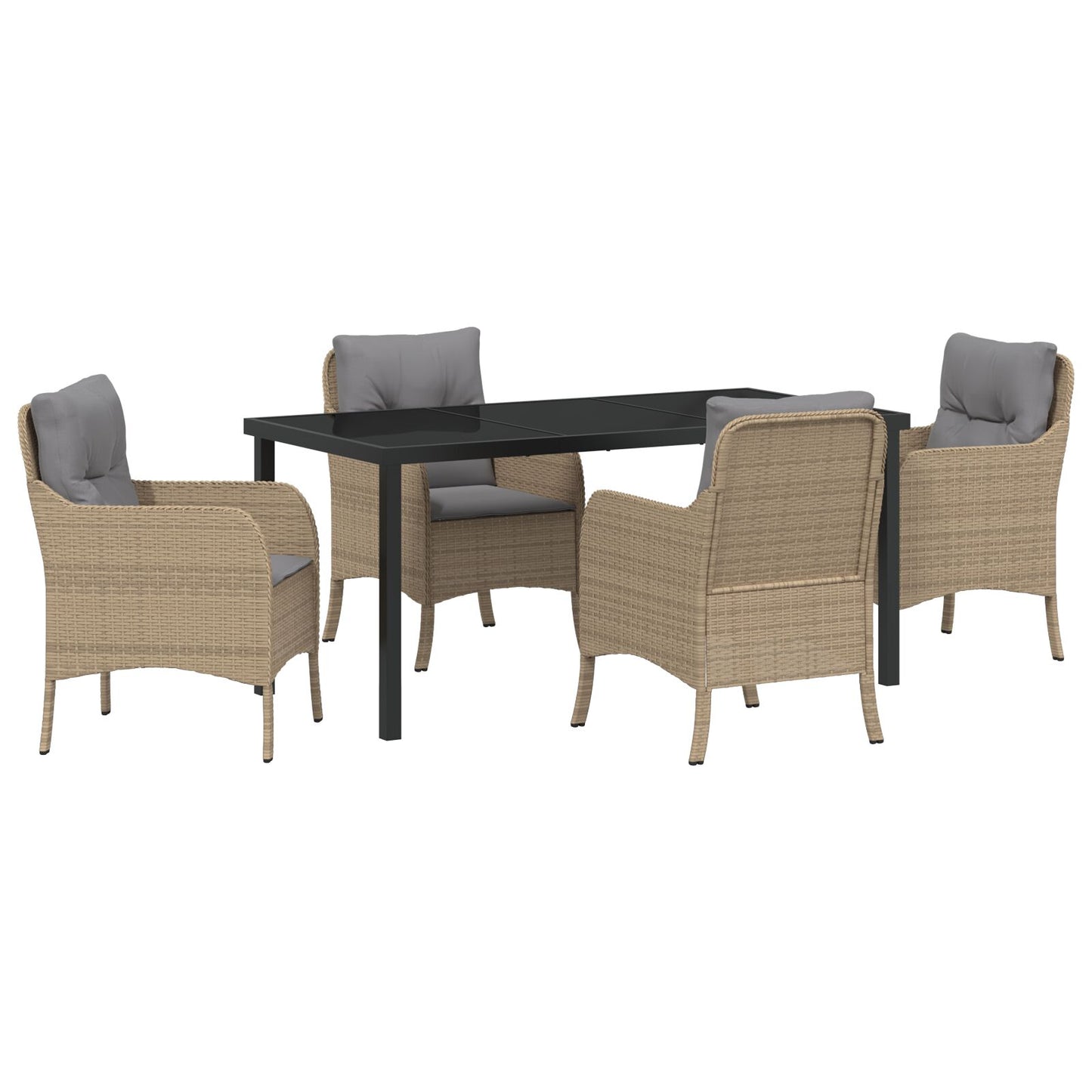 5-Delige Tuinset Met Kussens Beige Poly Rattan