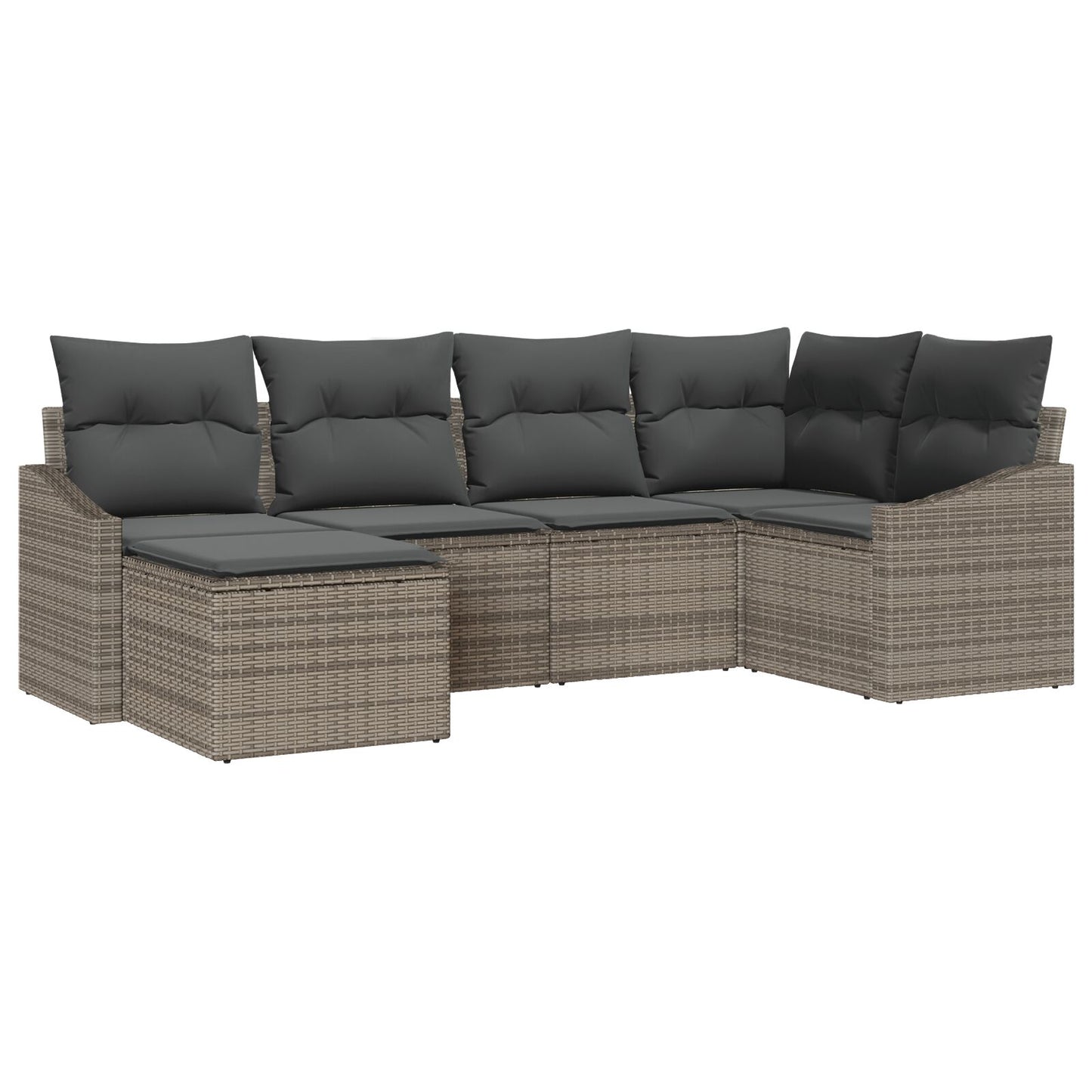 6-Delige Tuin Eetset Met Kussens Grijs Poly Rattan