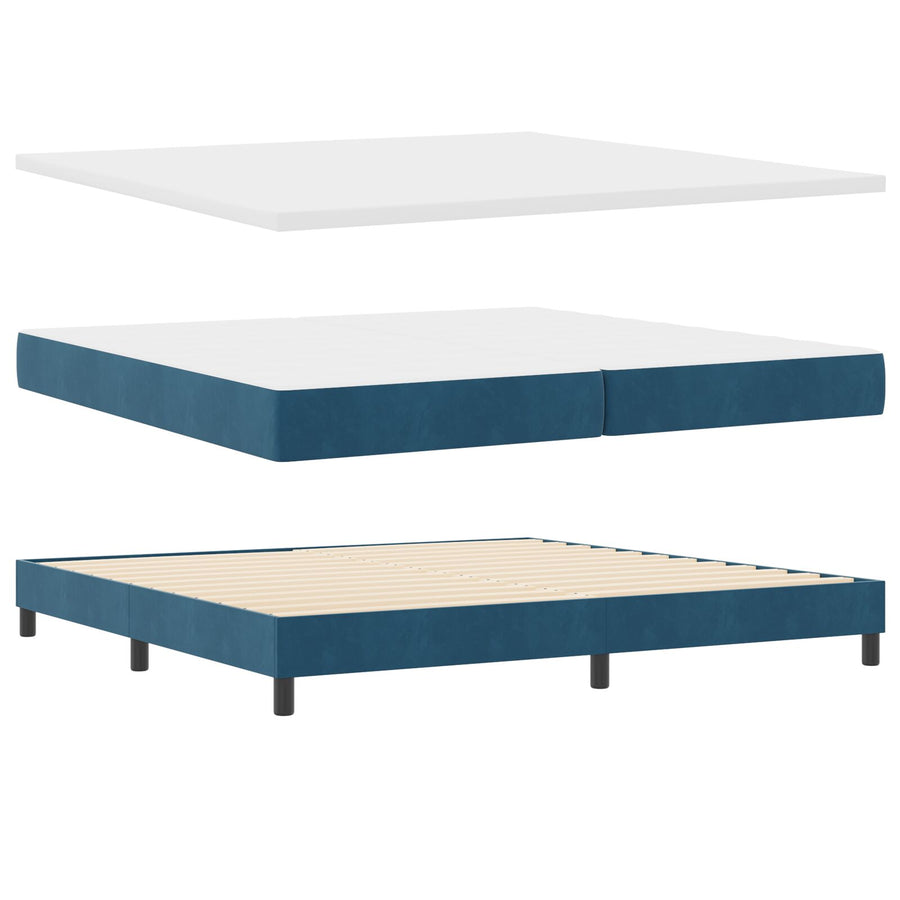 Boxspring Bed Met Matras Donkerblauw 200X200 Cm Fluweel Blauw