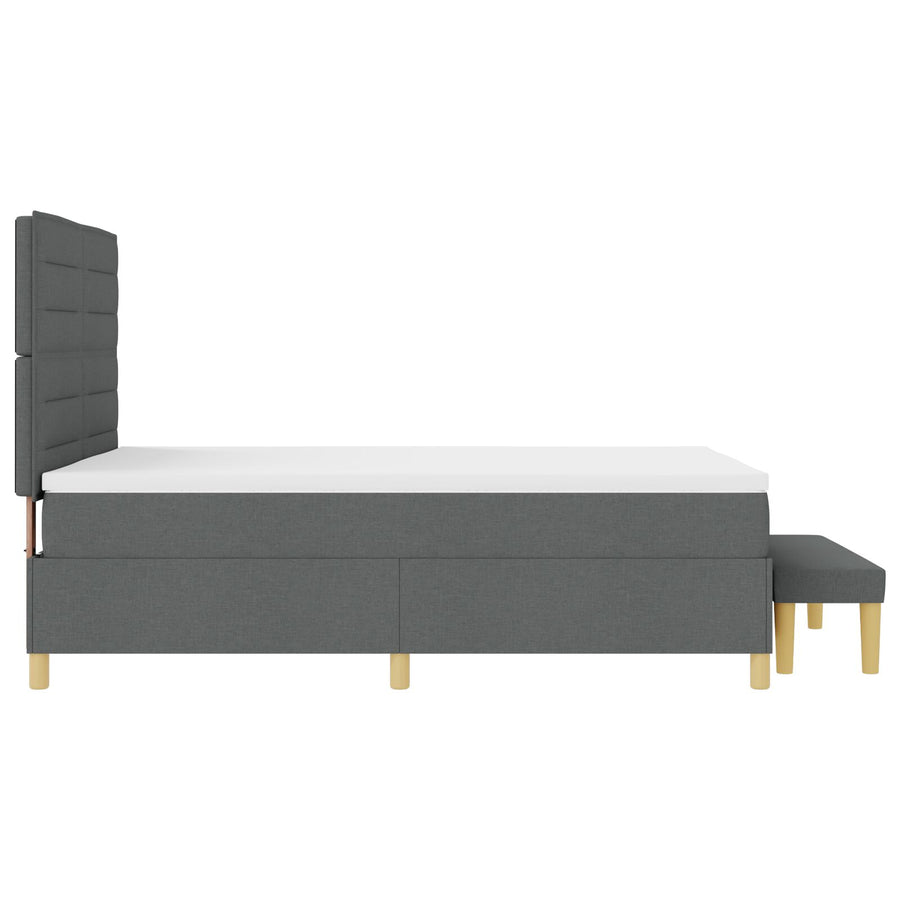 Boxspring Bed Met Matras & Bank Stof Donker Grijs 140 x 200 cm Lijnen ontwerp