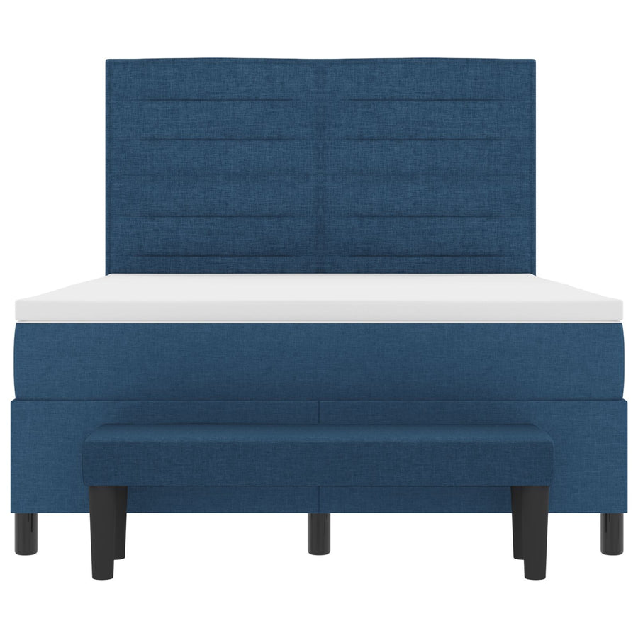 Boxspring Bed Met Matras & Bank Stof Blauw 140 x 190 cm Lijnen ontwerp