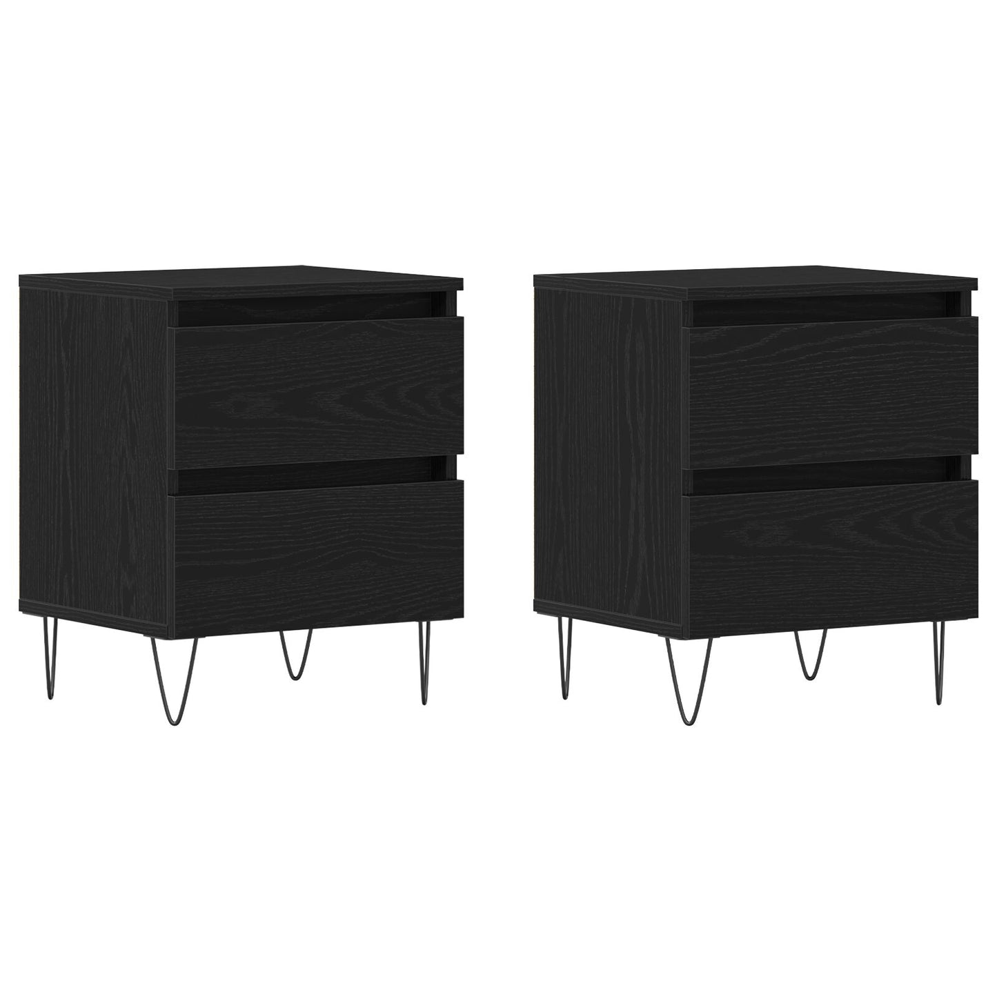 Nachtkasten 2 Stuks Zwart Eiken 40X35X50 Cm Gefabriceerd Hout