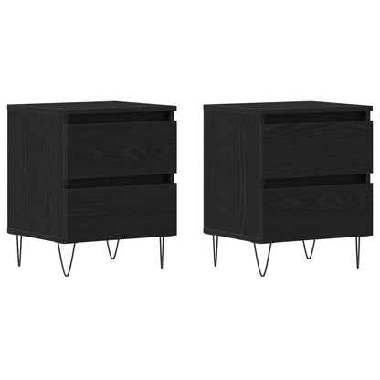 Nachtkasten 2 Stuks Zwart Eiken 40X35X50 Cm Gefabriceerd Hout