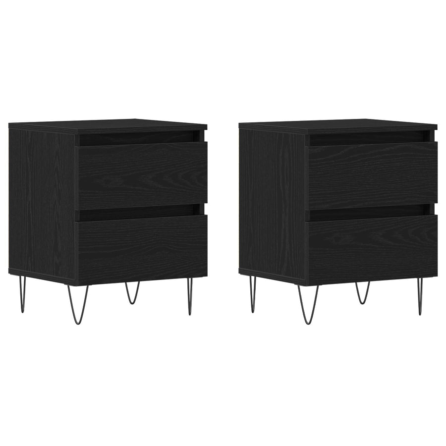 Nachtkasten 2 Stuks Zwart Eiken 40X35X50 Cm Gefabriceerd Hout