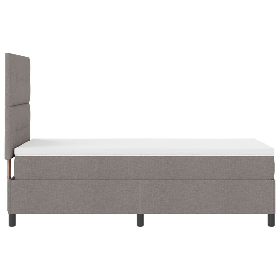 Boxspring Bed Met Matras Eenpersoons Stof Taupe 90 x 190 cm Knop tufted