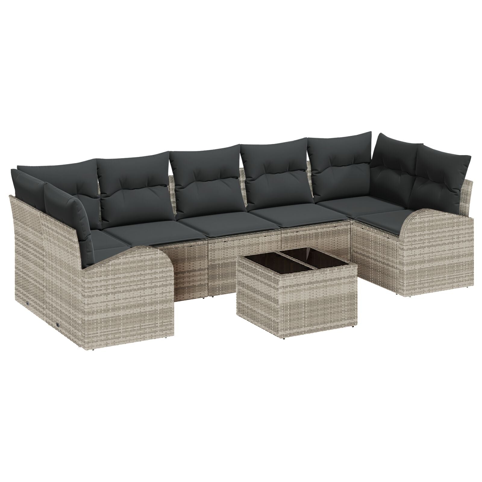 8-delige Tuin Sofa Set met Kussens Lichtgrijs Poly Rattan