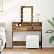 Kaptafel 100x41x140 cm bruin met lade en led verlichting