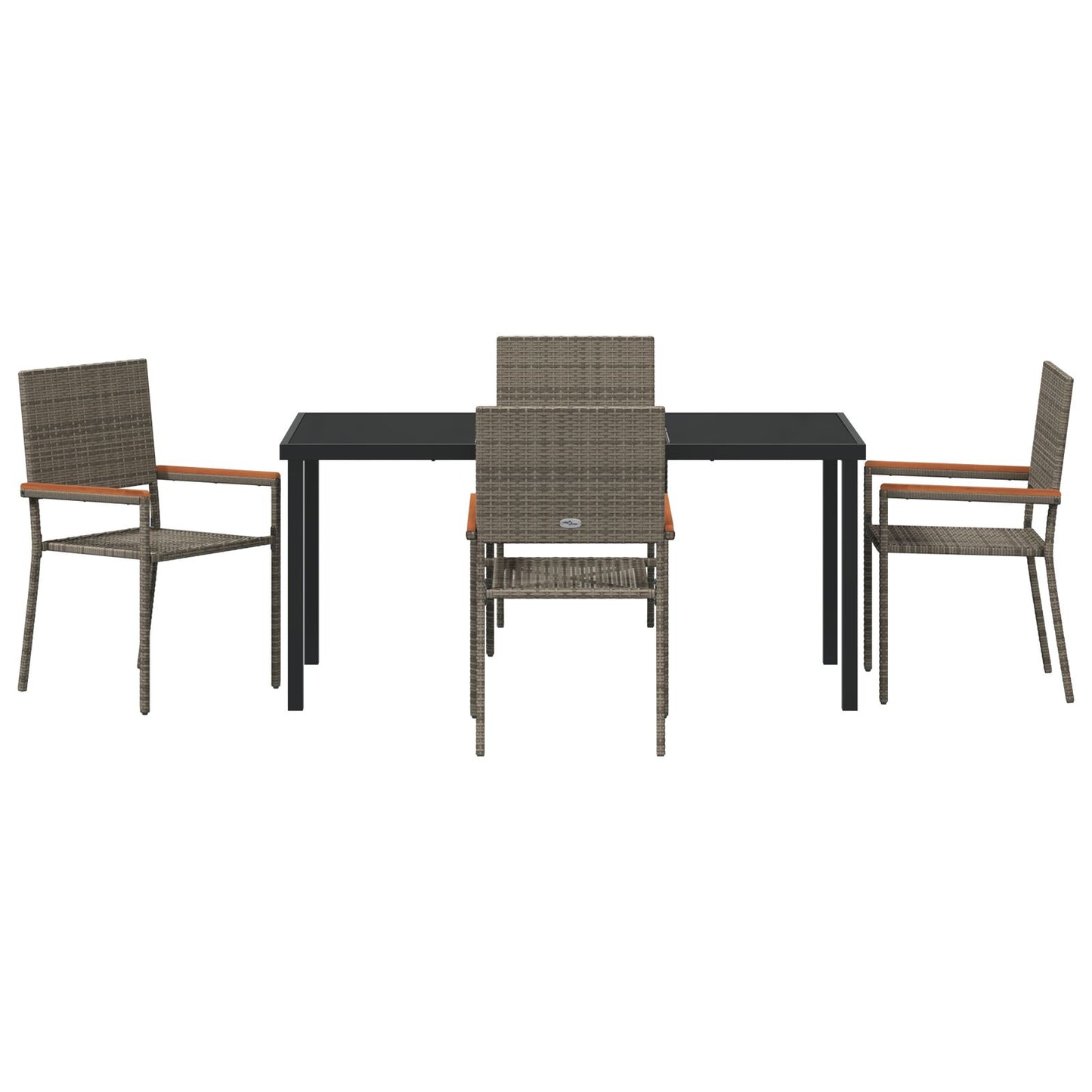 5-Delige Tuin Eetset Grijs Poly Rattan