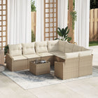Loungeset 9-delig polyrattan beige crème 8 personen
