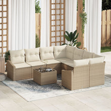 Tuinbank Set Set Van 9 Beige En Bruin Rattan En Polyester Gegalvaniseerd Staal